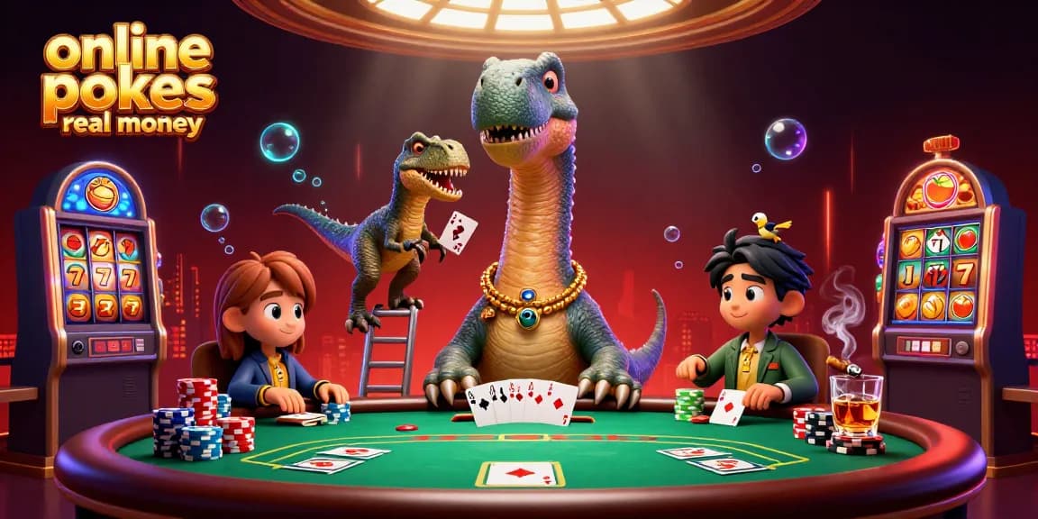 Experience online pokies real money excitement with giant cartoon characters at a vibrant casino.