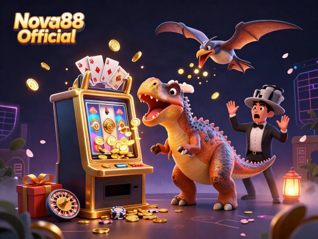 Experience the excitement of winning with Nova88 Official as characters interact in a lively casino scene.