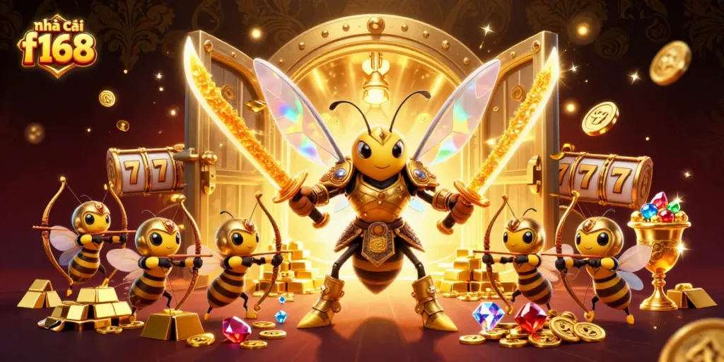 Engage in epic gaming at nhà cái f168 with vibrant, dynamic scenes capturing the excitement of jackpot slots.