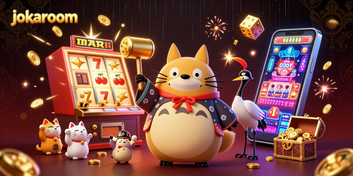 Spin the reels with jokaroom's cheerful characters in this vibrant 3D casino celebration!