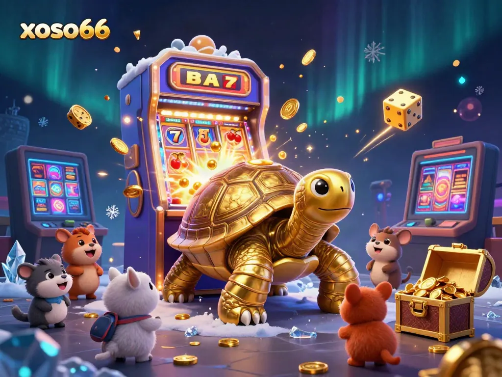 Xoso66 offers exciting casino gaming with vibrant slot machines and playful characters.