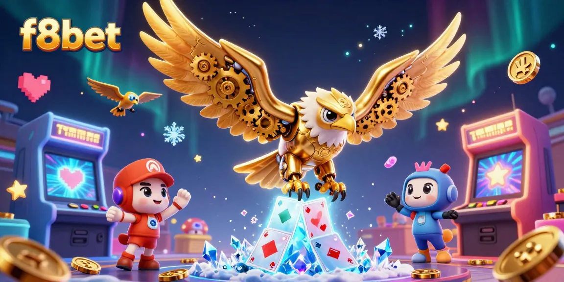 Experience exciting gameplay at f8bet with a dynamic 3D illustration showcasing thrilling casino activities.