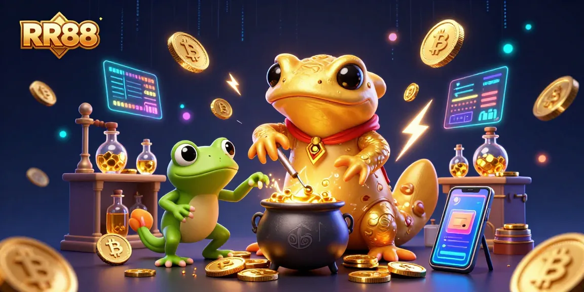 RR88 offers thrilling gaming excitement with a golden salamander alchemist and crypto elements.
