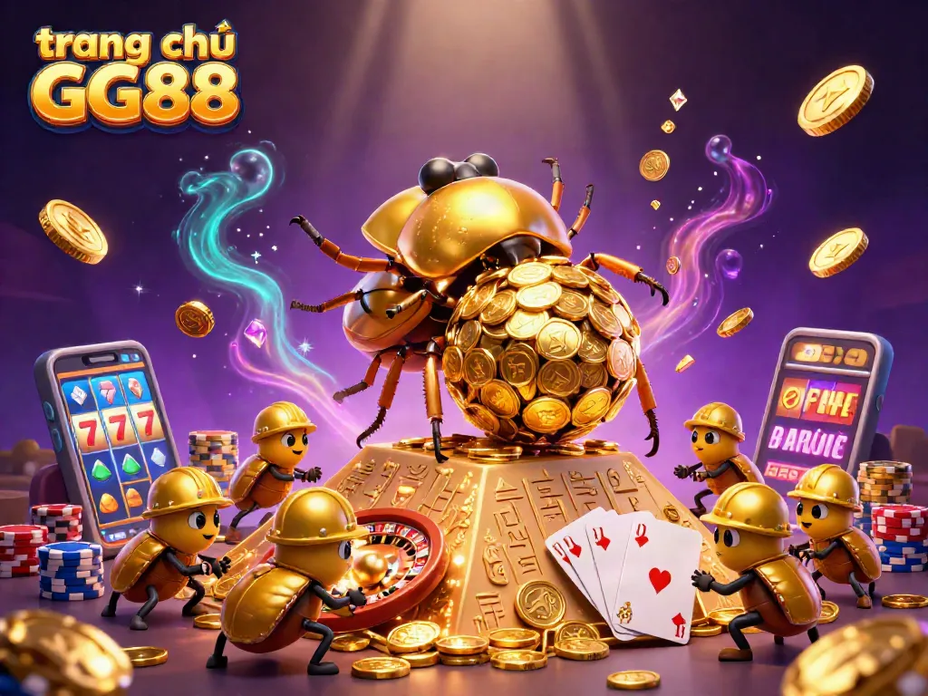 Experience thrilling action at trang chủ GG88 with golden coin adventures in this vibrant, detailed casino scene.