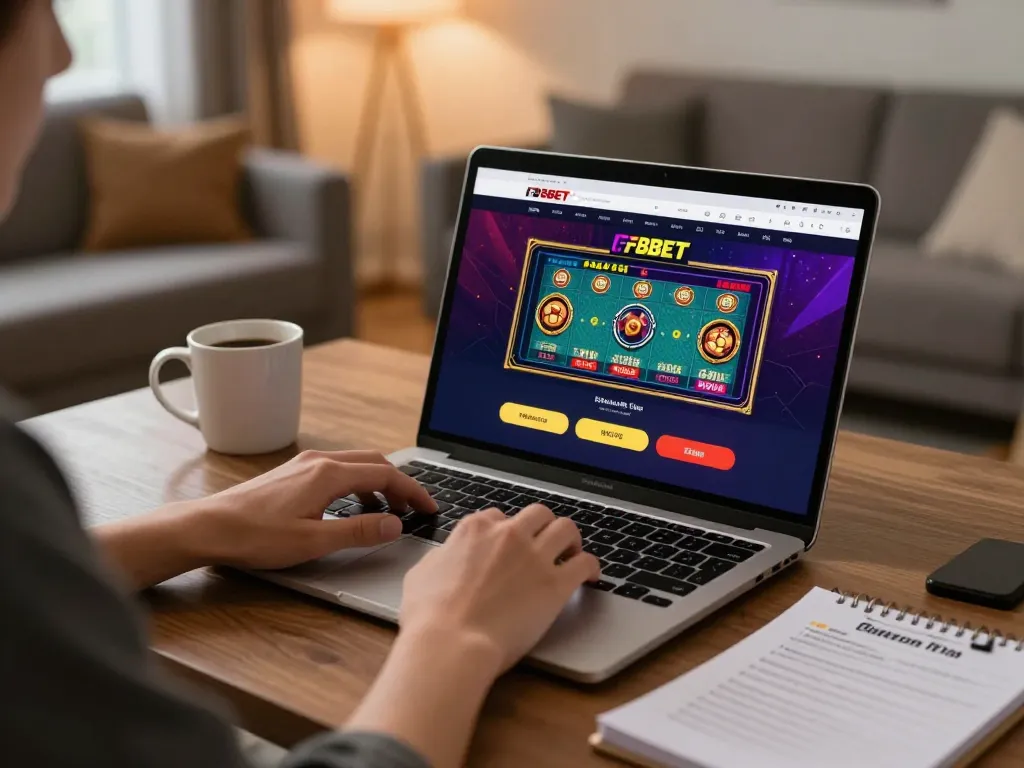 Engaging in strategic gameplay on F8BET platform in a cozy home setting.