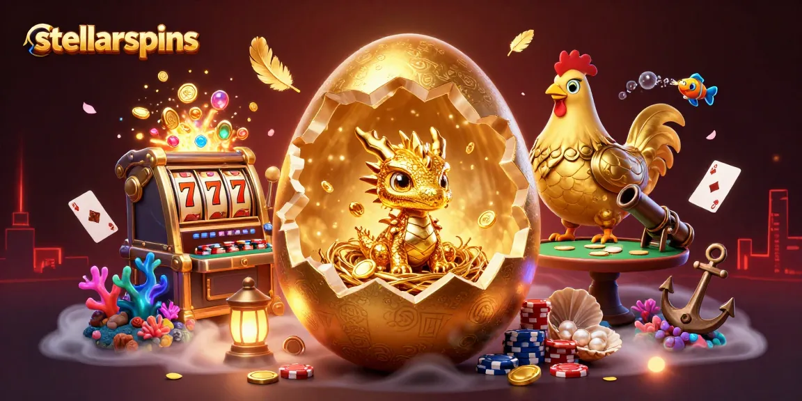 Engage with stellarspins as a dragon guards poker chips amidst rich casino and treasure elements.